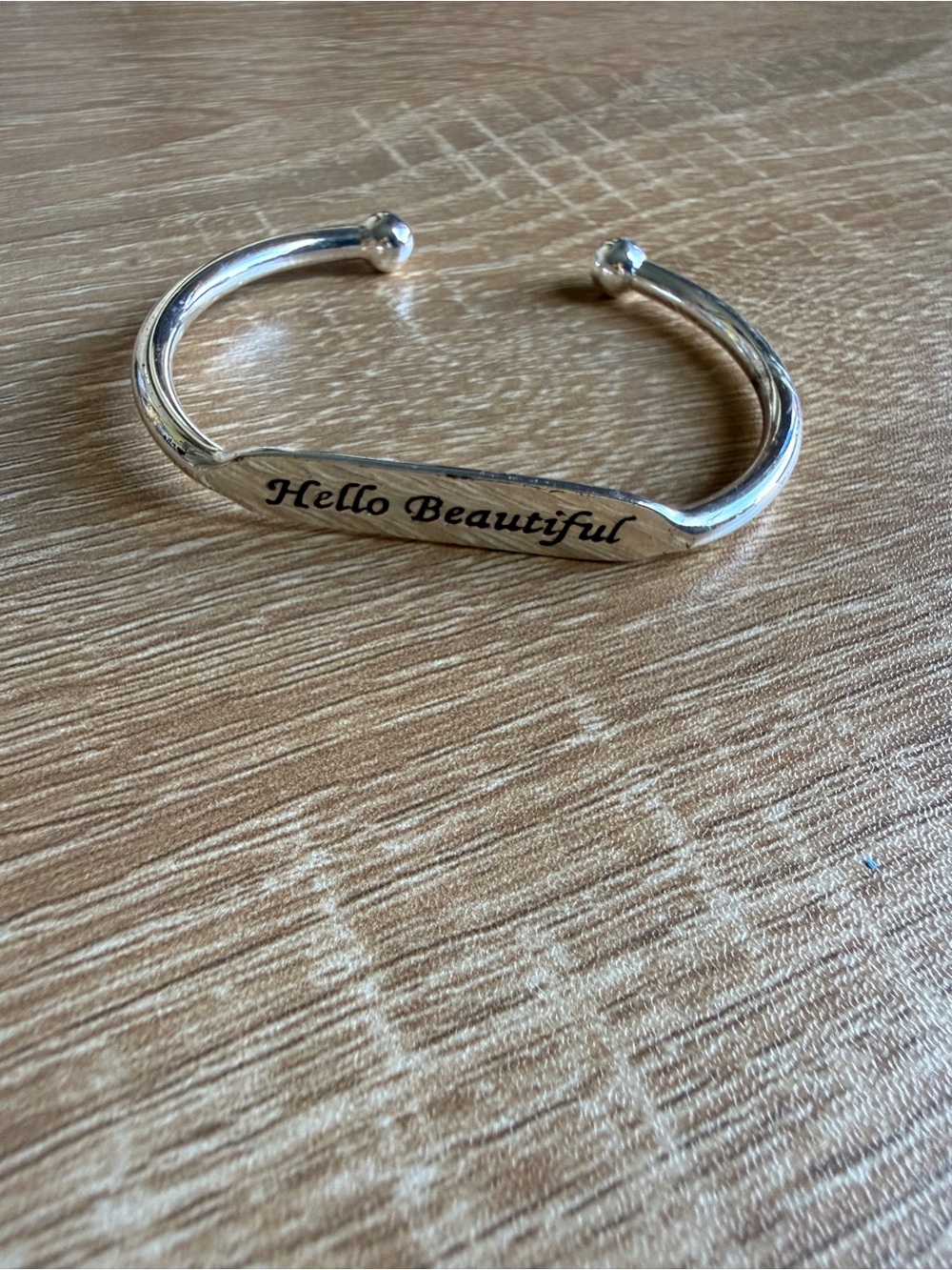 Hello Beautiful Silver Cuff Bracelet